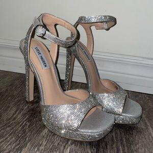 STEVE MADDEN Lessa Platform Ankle Strap Sandal RHINESTONE